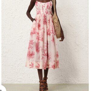 Zimmermann WAVERLY CORSET MIDI DRESS, Size 0, US 4